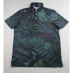 Sunday Swagger Polo Shirt Mens Small Tropical Leaf Golf Performance Stretch